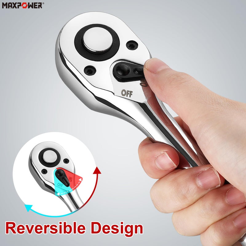 MAXPOWER 1/2-Inch Drive Extendable Ratchet Wrench, 1/2 Inch Drive Ratchet Socket Wrench, Quick Release 72-Tooth Reversible Ratcheting Feature(16.1" - 22" Length) - Image 4