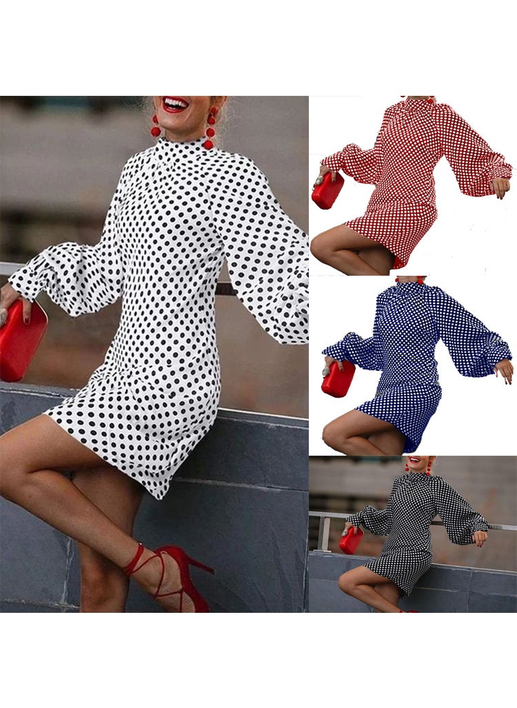 Generic - Fashionable Polka Dot Printing Dress 2023 European American Cross-Border Speed Selling Independent Station Spring Autumn New Pro Red - Image 1