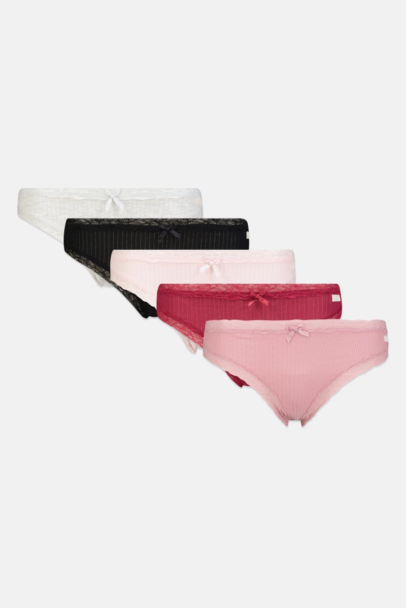 Kensie Women 5 Pieces Textured Panties, Multicolor - Image 1