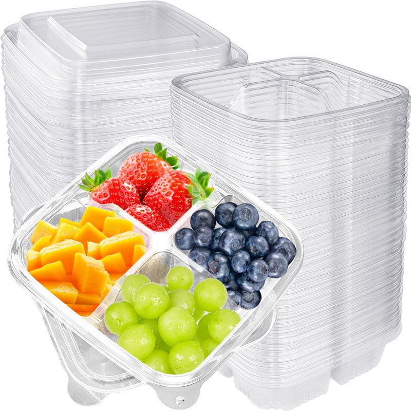 Haawooky 50 Pcs Bento Snack Food Containers4 Compartment Lunchable Container with LidsDivided Food Storage Containers For Travel Work School