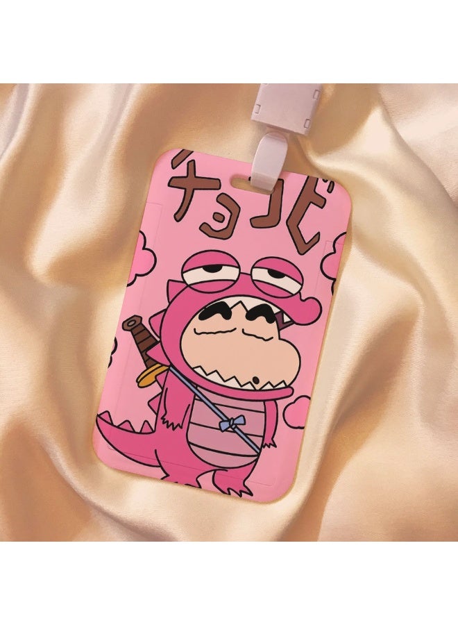 NIBEMINENT 1 - Piece Crayon Shin Kpop Photo Card Holder Pendant Key Chain ID Badge Holder ID Card Holder Photo Card Protector for School ID Office ID Access Card for Women Girls - Image 1