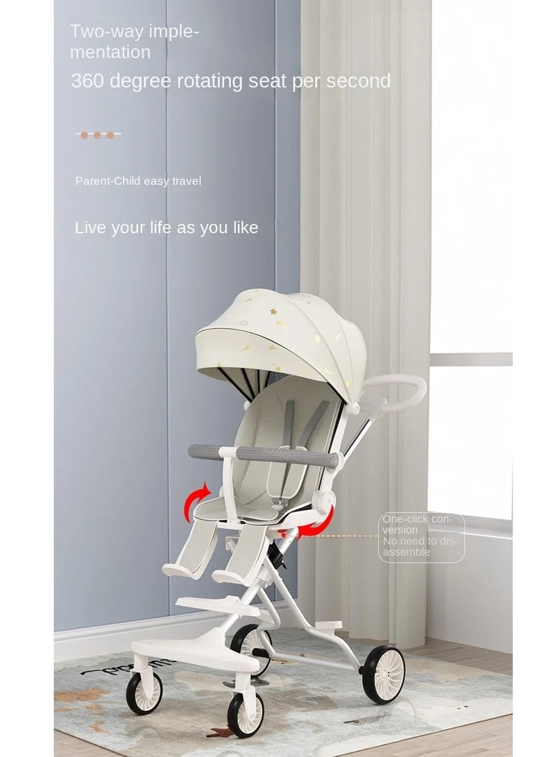 Children's Stroller Folding High Landscape Two-way Can Sit and Lie Down Lightweight One Handed One Button - Image 5