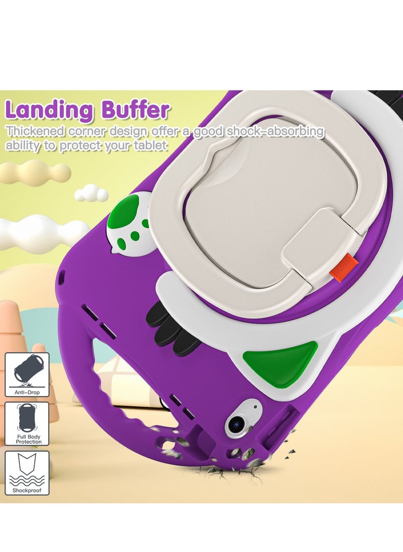 Cute Cat Kids Case with 360° Rotating Handle for ipad 10th 10.9 inch 2022（A2757/A2777）Purple