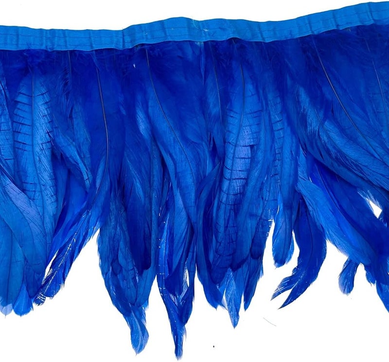 Sowder Rooster Hackle Feather Fringe Trim 8-10inch in Width for DIY Sewing Craft Decoration Pack of 1 Yard (Royal Blue) - Image 3