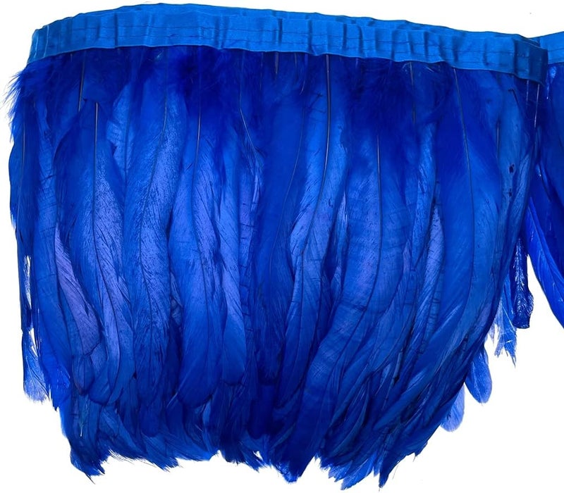 Sowder Rooster Hackle Feather Fringe Trim 8-10inch in Width for DIY Sewing Craft Decoration Pack of 1 Yard (Royal Blue) - Image 5