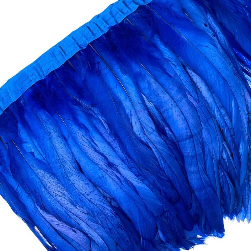 Sowder Rooster Hackle Feather Fringe Trim 8-10inch in Width for DIY Sewing Craft Decoration Pack of 1 Yard (Royal Blue) - Image 4