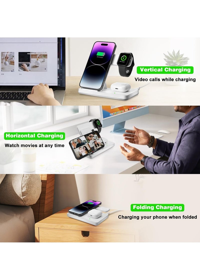 General Wireless Charger, 3 in 1 Charging Station for Multiple Devices, Wireless Charging Stand for iPhone 8-15 Series,iWatch9/8/7/6/5/4/3/2/SE,AirPods3/2/Pro (White)  - Image 5