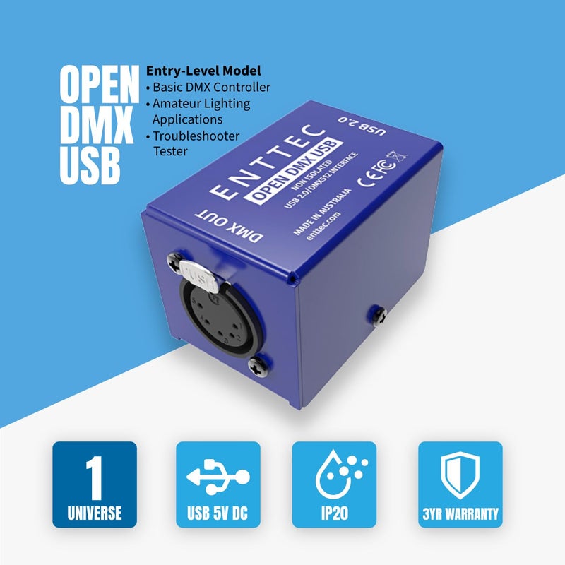 Enttec Open DMX USB 70303 Lighting Interface - Open Source/Hardware Only - Entry Level Model - Image 2