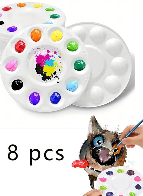 لوحة صينية الطلاء المكونة من 8 قطع ، صينية طلاء بلاستيكية ، أطفال وطلاب ألوان مائية للطلاء.