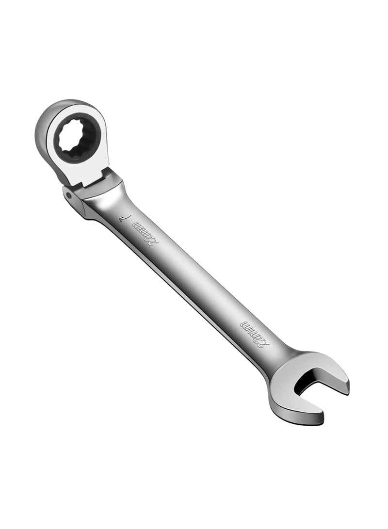 22mm Flex Head Ratchet Wrench, Industrial Grade Cr-V Steel, 12 Point Release Design, 72 Tooth Ratchet, 180 Degree Flex Box End - Image 1