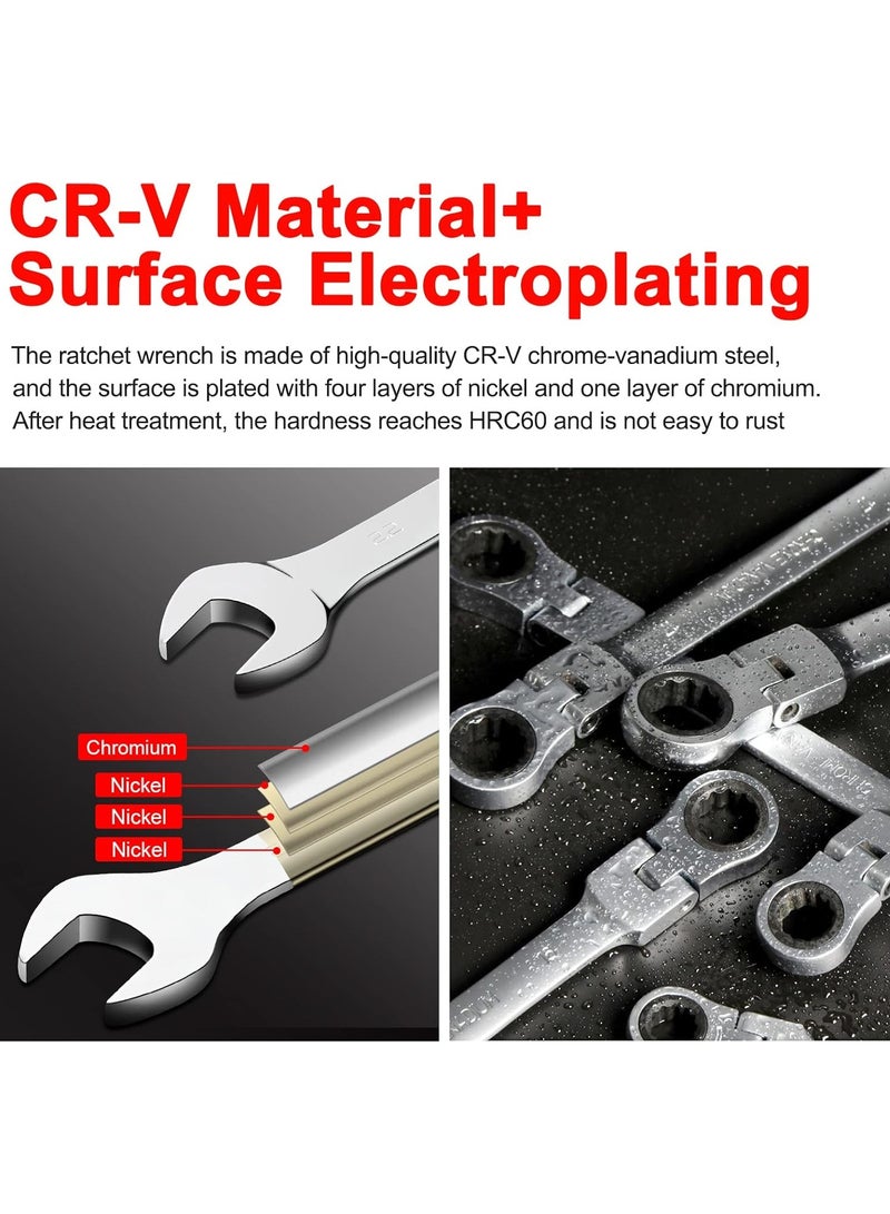22mm Flex Head Ratchet Wrench, Industrial Grade Cr-V Steel, 12 Point Release Design, 72 Tooth Ratchet, 180 Degree Flex Box End - Image 5
