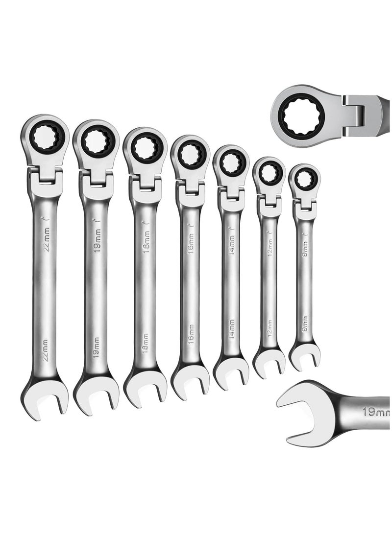 22mm Flex Head Ratchet Wrench, Industrial Grade Cr-V Steel, 12 Point Release Design, 72 Tooth Ratchet, 180 Degree Flex Box End - Image 4