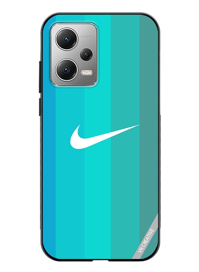 VR CREATIVE غطاء حماية لهاتف Xiaomi Redmi Note 12 بتصميم شعار Nike باللون التركوازي متعدد الألوان - Image 1