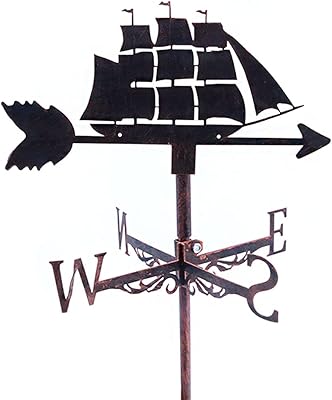 Alnicov Alnicov Metal Wind Vane,Sailboat Stainless Steel Weathervane for Outdoor Iron Roof Garden Outdoor Yard Decoration  - Image 1