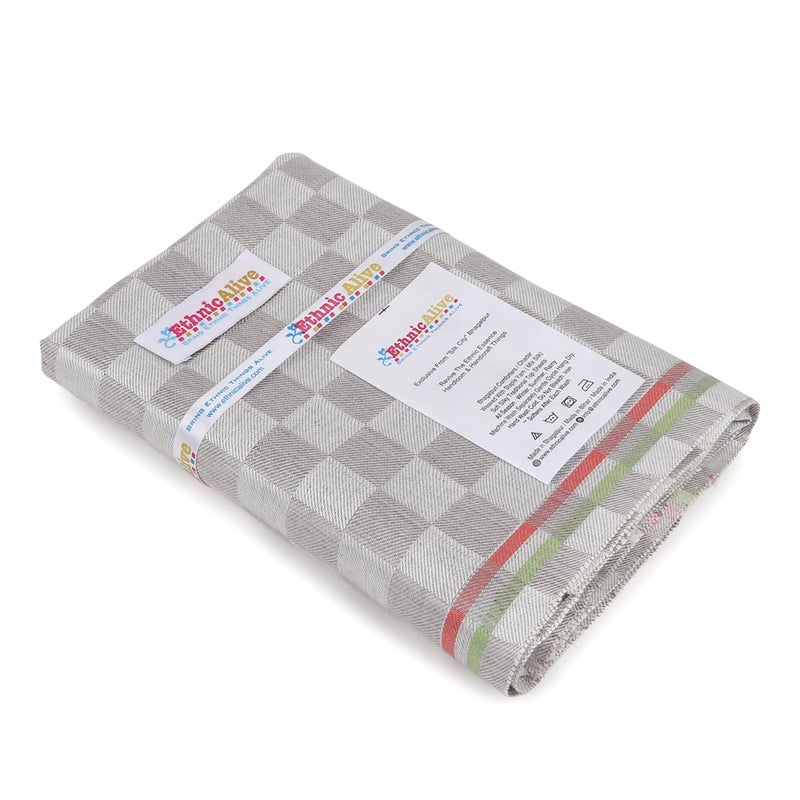 EthnicAlive Bhagalpuri Organic 3D Print Bath Gamcha - Stylish, Absorbent, Skin Friendly, Shrink Proof and Quick-Drying Towel Angocha for Men & Women_(Size 62x86cm)_Pack of 1 (Grey) - Image 2