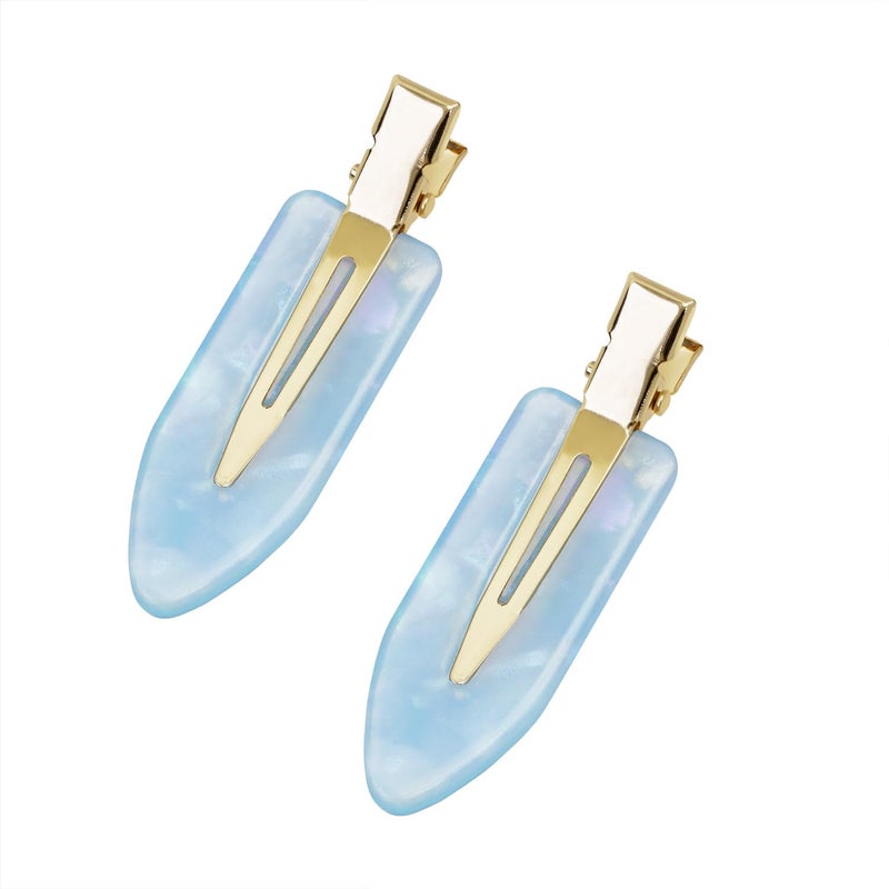 Mini Skater 2.36" Creaseless Hair Clips No Bend Resin Styling Duckbill Hair Barrettes No Crease Flat Clip for Women Hairstyle Bangs Waves Makeup Stylish Hairs Accessories, 2PCS (Blue) - Image 1