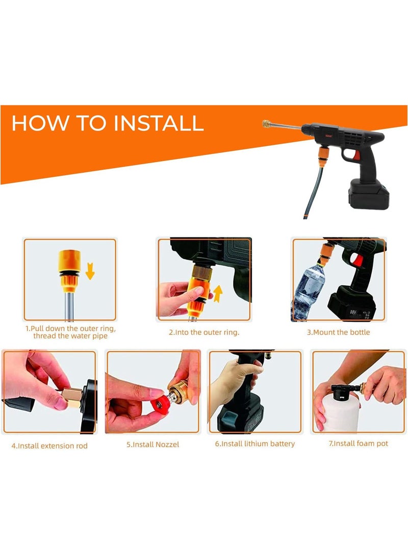 Eworld 68V Double Battery Portable Cordless High-Pressure Washer Gun, Efficient Car, Floor, Driveway, Bike & Motorcycle Washing and Garden Watering, Lightweight and Easy to Use, Black  - Image 4