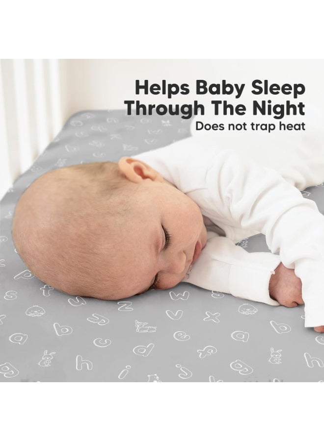 KeaBabies 2-Pack Organic Crib Sheets for Boys, Girls - 52x28 Fitted Crib Mattress Sheet Neutral, Breathable Jersey Cotton Cover for Baby Bed, Toddler Mattress, Soft & Cute Prints (ABC Land Cloud) - Image 3