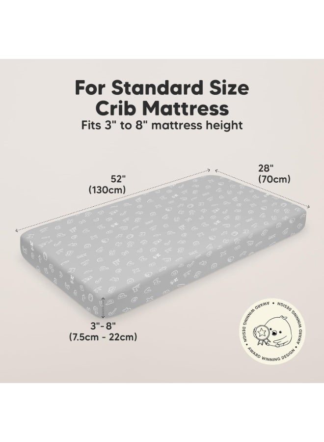 KeaBabies 2-Pack Organic Crib Sheets for Boys, Girls - 52x28 Fitted Crib Mattress Sheet Neutral, Breathable Jersey Cotton Cover for Baby Bed, Toddler Mattress, Soft & Cute Prints (ABC Land Cloud) - Image 2
