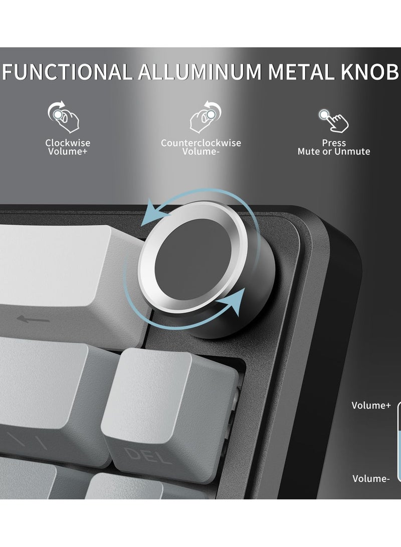 X66 Wireless Mechanical Gaming Keyboard with Knob, Tri Mode USB-C/BT5.0/2.4G, Gasket Mounted RGB 60% Keyboard, Side Printed PBT Keycap, Hot Swappable Strawberry Switch (Moonlight) - Image 4