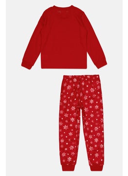 Family PJs Kids Boy 2 Pieces Christmas Print Top And Bottom Pajama Set, Red  - Image 2