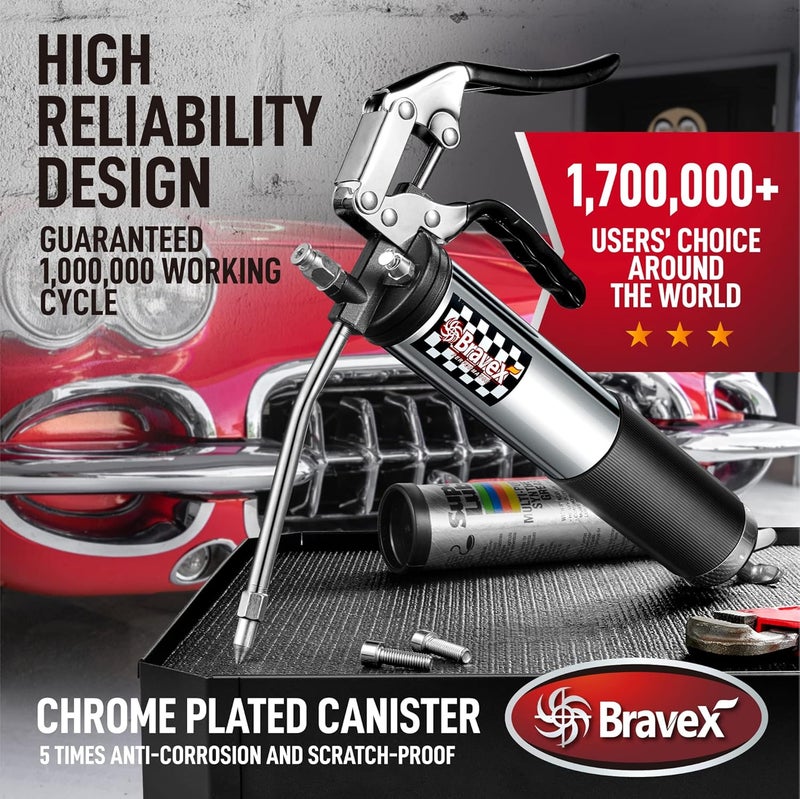 Bravex Heavy Duty Professional Pistol Grip Grease Gun - Image 2