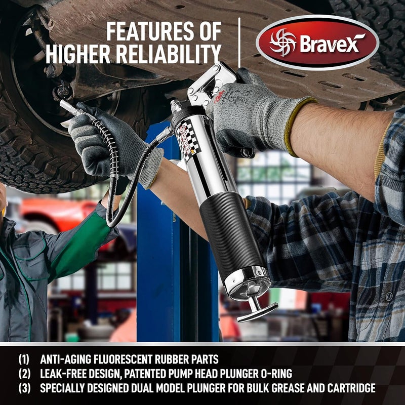 Bravex Heavy Duty Professional Pistol Grip Grease Gun - Image 4