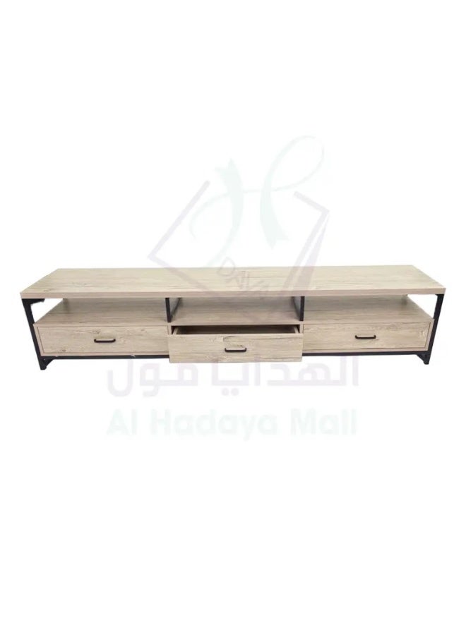AL Hadaya Mall Modern Wooden TV Unit Beige 42x40x200 cm Media Console Cabinet Entertainment Center Table for Living Room - Image 2