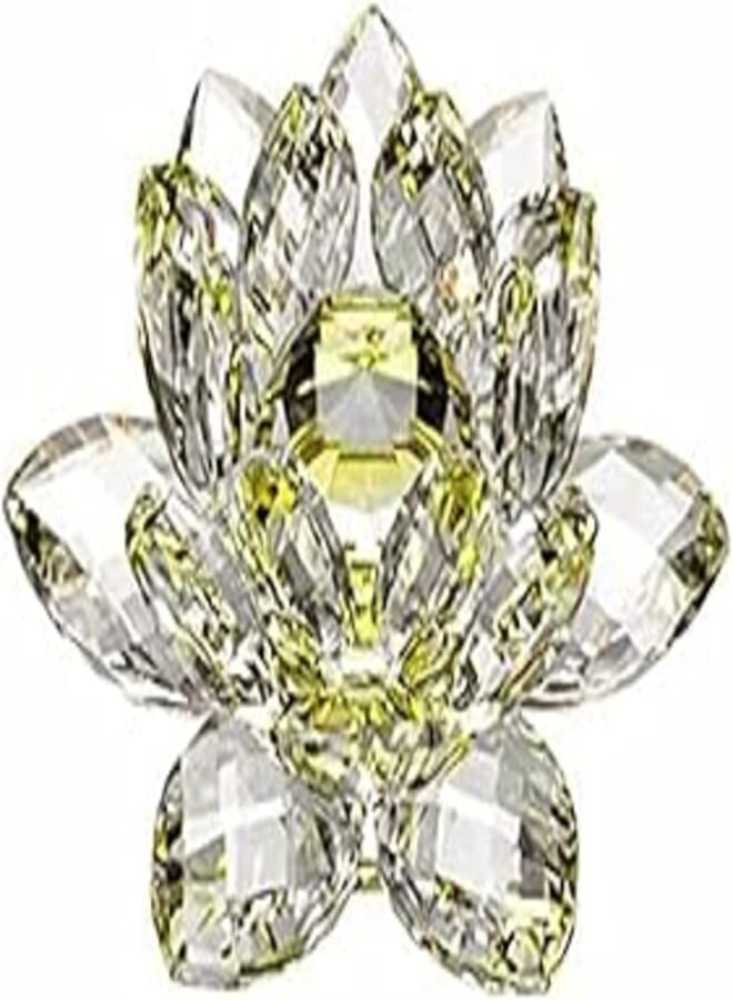 Crystal Hue Reflection Crystal Lotus Flower with Gift Box, Yellow 5 Inch By Julia Store 