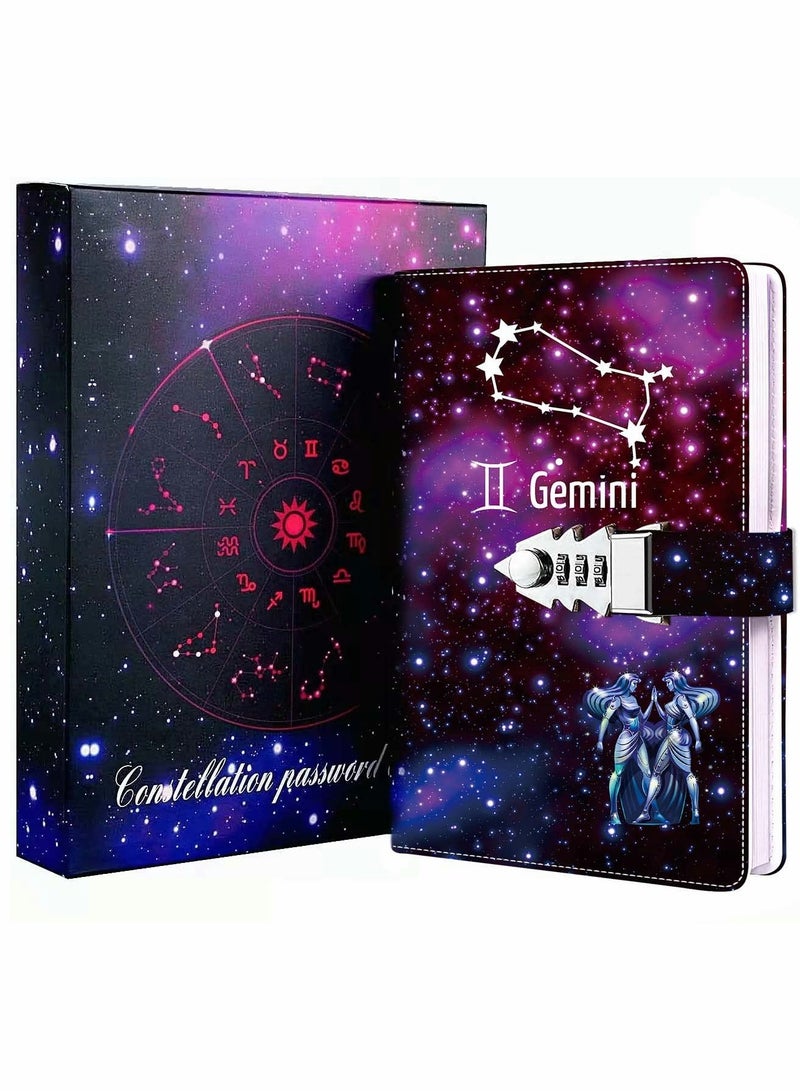 Diary With Lock, Gemini Starry Sky Refillable Password Noteook, Constellation Writing Notebook A5 Notebook for Girls Ladies Children constellation Gifts (8.5 x 5.9 inches) - Image 5