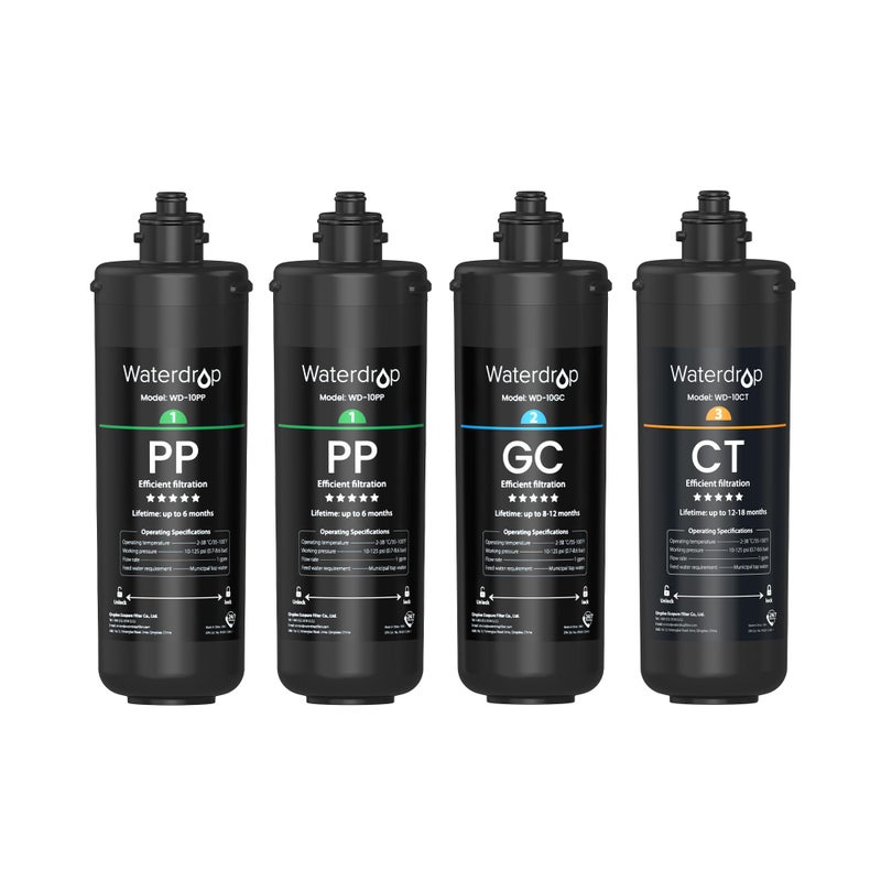 Waterdrop TSA 3-Stage Replacement Water Filter, ðŸ ð˜ðžðšð« ð‚ð¨ð¦ð©ð¨ ððšðœð¤, Replacement for Waterdrop TSA & TSB 3-stage Under Sink Water Filtration System, 2PP+GC+CT - Image 1