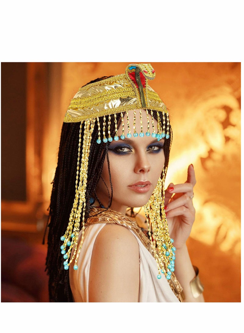 Excefore Women's Egyptian Headband Crown Snake Beaded Headpiece Girl's Costume Accessory Headdress for Masquerade Ball and Cosplay Party, One Size - Image 3