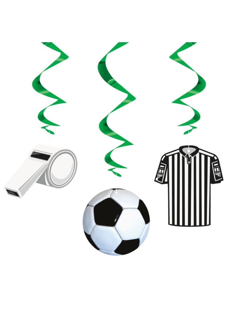 Unique Football Hanging Swirls Green Paper Plastic 11cm 3-Pack