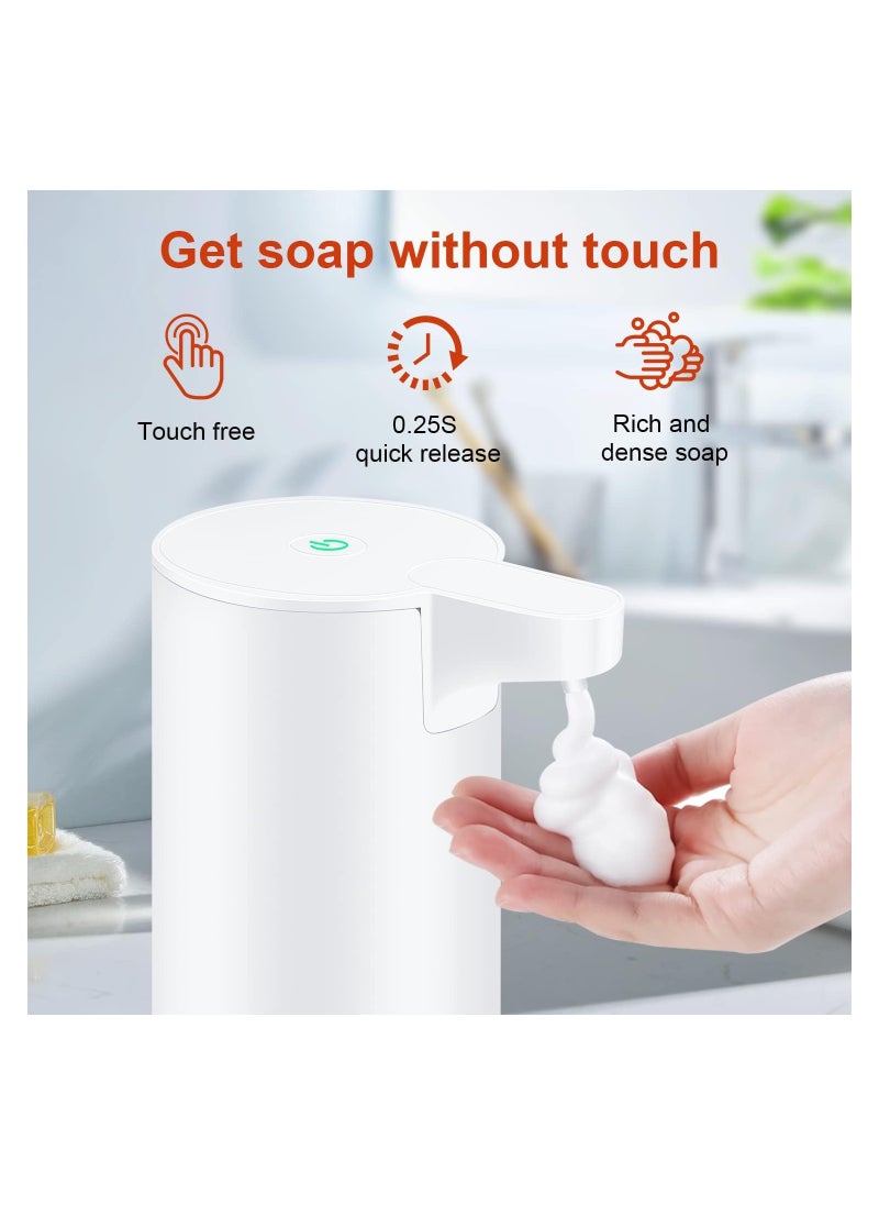 Hand Soap Dispenser Automatic Foaming Soap Dispenser Rechargeable Touchless Soap Dispenser Stainless Steel Foam Soap Dispenser for Bathroom Hand Soap Pump for Kitchen Xmas Gift 9oz White