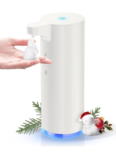 Hand Soap Dispenser Automatic Foaming Soap Dispenser Rechargeable Touchless Soap Dispenser Stainless Steel Foam Soap Dispenser for Bathroom Hand Soap Pump for Kitchen Xmas Gift 9oz White