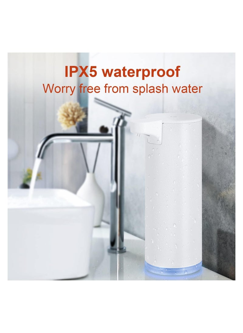 Hand Soap Dispenser Automatic Foaming Soap Dispenser Rechargeable Touchless Soap Dispenser Stainless Steel Foam Soap Dispenser for Bathroom Hand Soap Pump for Kitchen Xmas Gift 9oz White