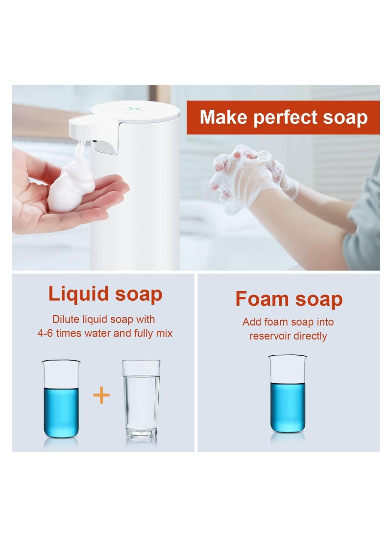 Hand Soap Dispenser Automatic Foaming Soap Dispenser Rechargeable Touchless Soap Dispenser Stainless Steel Foam Soap Dispenser for Bathroom Hand Soap Pump for Kitchen Xmas Gift 9oz White