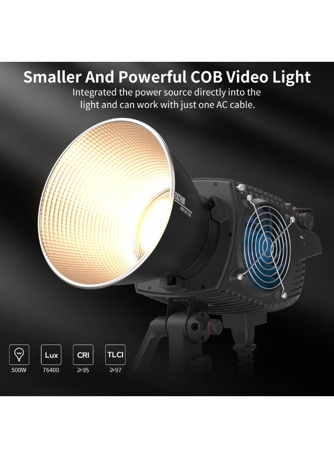 Zhiyun ZHIYUN MOLUS B500 500W COB LED Video Light [Official] 2700K-6500K CRI 95+ TLCI 97+ 76400 Lux/1M App Control 13 Scene Effects Bowens Mount Silent Continuous Output Lighting for Photography Studio Light  - Image 2