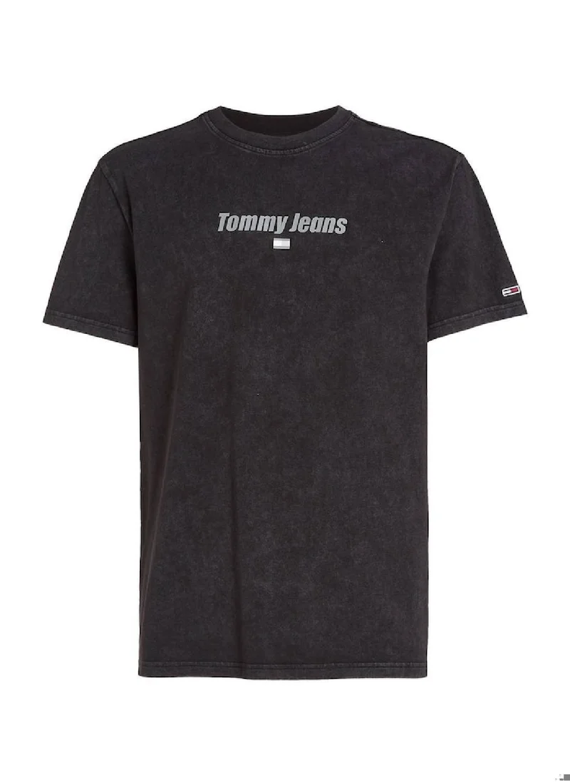 TOMMY JEANS Men's Short Sleeves T-Shirt - Cotton, Black