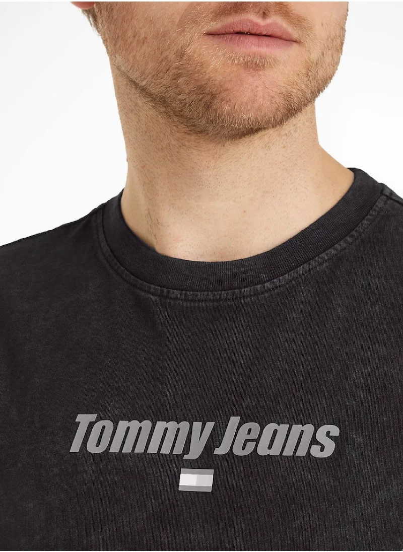 TOMMY JEANS Men's Short Sleeves T-Shirt - Cotton, Black