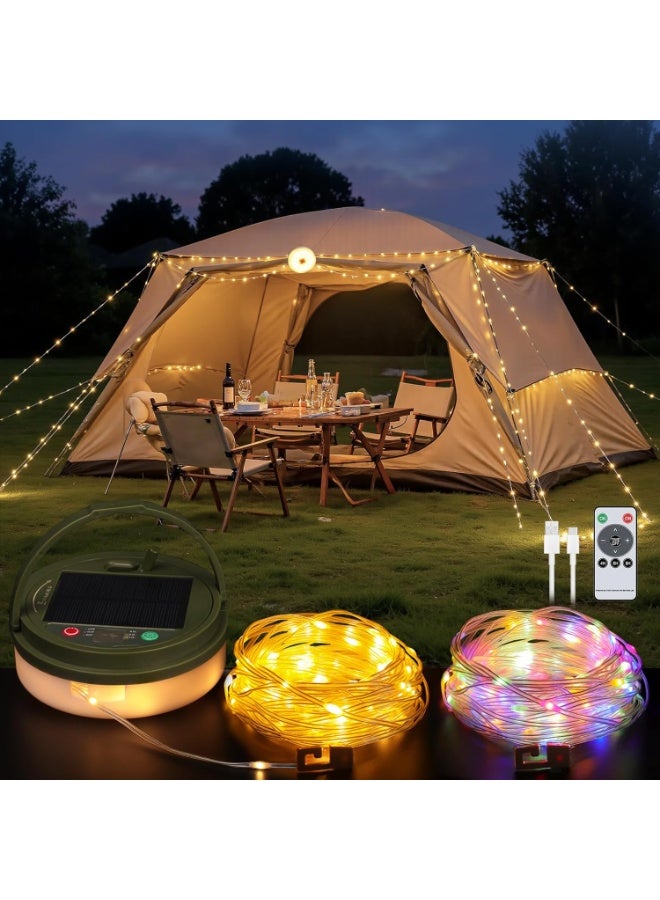 general Solar Camping String Lights with 100 LEDs, 33 FT Outdoor Fairy String Lights with 13 Lighting Modes & Timer, Waterproof & Rechargeable, Camping Gear for Tent, Yard, Garden, Hiking, Travel Decor - Image 1