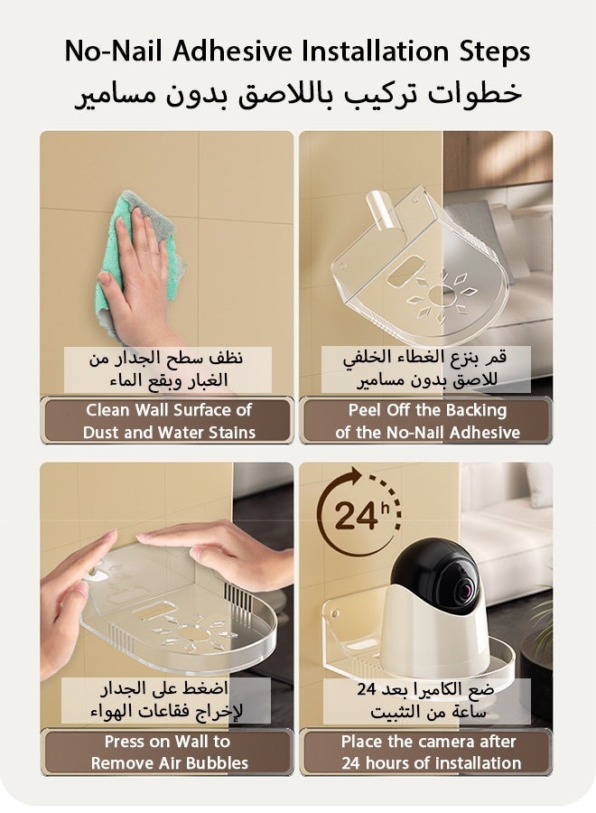 العلامة التجارية: جيسودا رف جداري عائم شفاف من ABS مجموعة 3 قطع لتركيب كاميرات المراقبة وأجهزة مراقبة الأطفال ومكبرات الصوت والأجهزة الصغيرة مع منفذ كابل واسع وتثبيت لاصق أو بالحفر للاستخدام اليومي والمنزل والمكاتب - Image 5