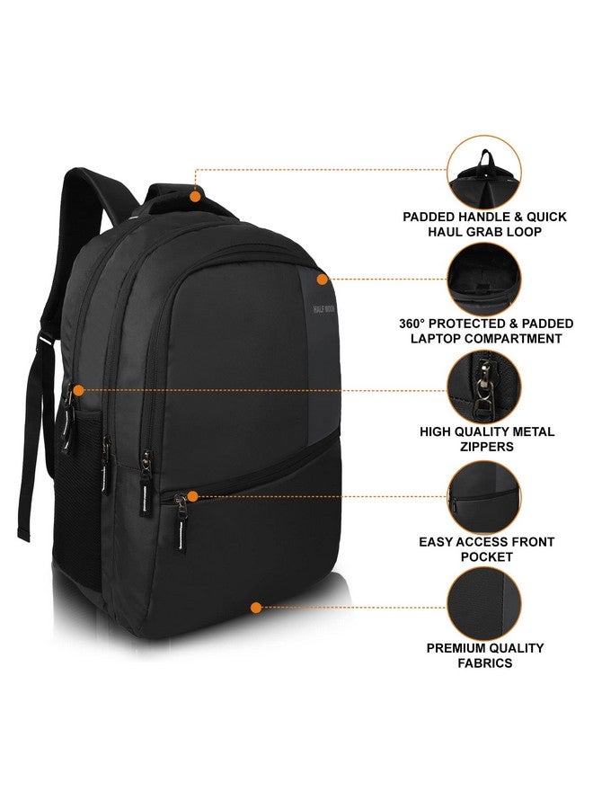 Half Moon Half Moon Valex Unisex School Bag/ 15.6 inch Laptop Backpack/College Bagpack/Office Back Packed for Men Women | School Bags for Boys Girls with Small Pockets & Laptop Compartment (Black)  - Image 2