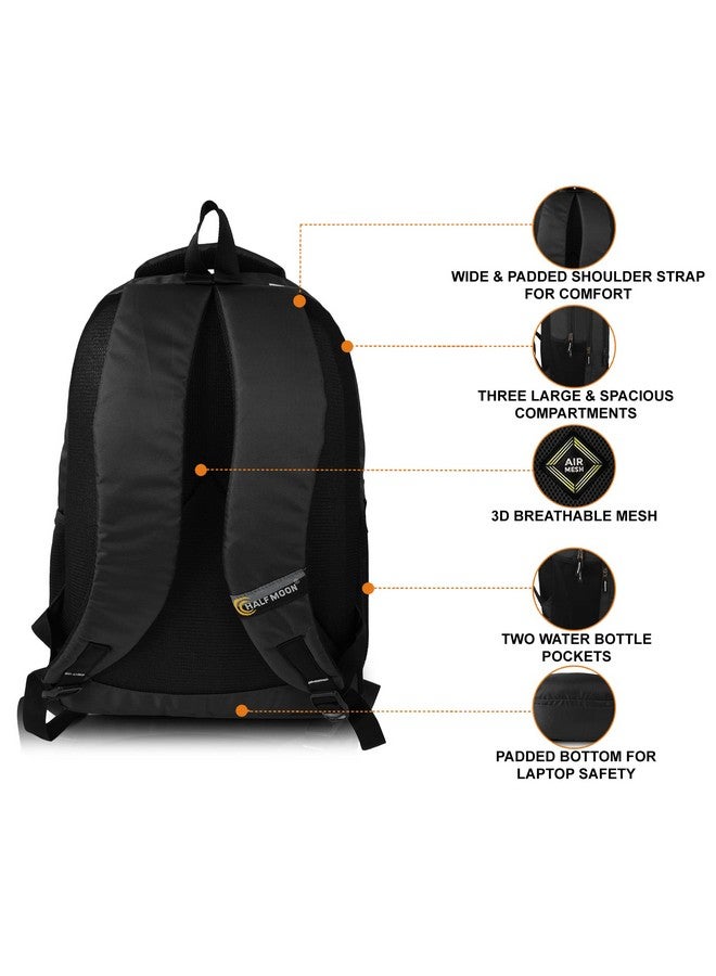 Half Moon Half Moon Valex Unisex School Bag/ 15.6 inch Laptop Backpack/College Bagpack/Office Back Packed for Men Women | School Bags for Boys Girls with Small Pockets & Laptop Compartment (Black)  - Image 4