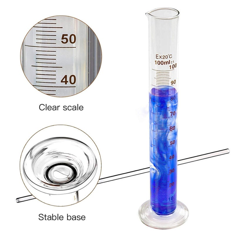 SPYLX Borosilicate 33 Glass Measuring Cylinder 25 ml 50 ml 100 ml 250 ml 500 ml 1000 ml with Graduation Marks Set of 6 Measuring Cylinders - Image 4