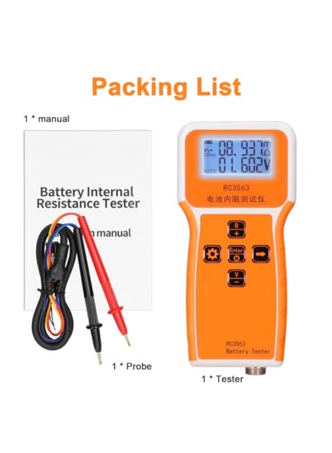 Generic Labymos RC3563 200Ω 100V Handheld Portable Battery Internal Retance Voltage Tester 3-digit Display Battery Tester High-precise True Four-wire AC Lithium Lead-acid Lithium Battery  - Image 3
