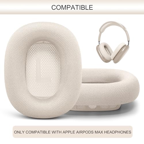 GEVO Upgraded Ear Cushions Replacement Earpads for AirPods Max 1 2 Headphones Mesh Fabric Ear Pads Ear Covers Cups with Memory Foam and Magnet for AirPods Max Starlight - Image 3
