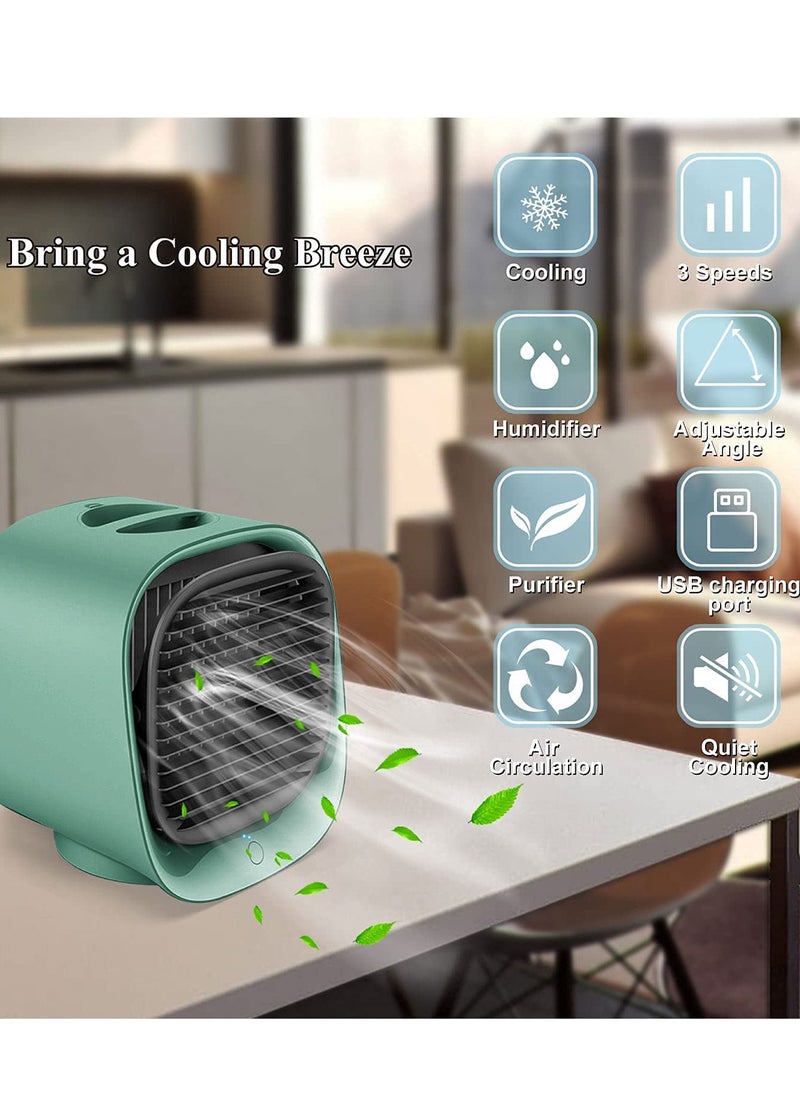 Portable Air Conditioner Fan, Personal Space Air Cooler Mini Evaporative Cooler Fan, Mini Desk Fan with 3 Speeds LED Light,  Humidifier Misting Fan for Home Office Bedroom,-Green - pzsku/Z2BABBCD5FBEAB9A862BCZ/45/_/1697011008/064279fb-2983-40a7-91fd-40386281b6a5