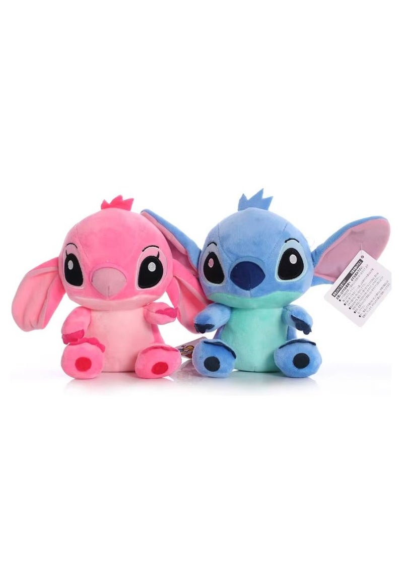 ستيتش 2 دمى كارتون ستيتش القطيفة، مقاس 16سم، وردي , ازرق - Image 1