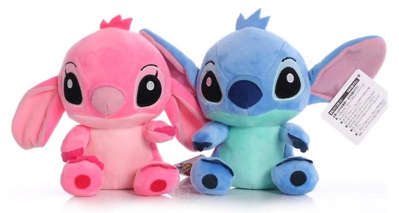 ستيتش 2 دمى كارتون ستيتش القطيفة، مقاس 16سم، وردي , ازرق - Image 1